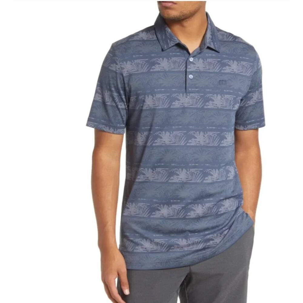Travis Mathew Frosty Morning Polo Shirt XL Palm Tree Short Sleeve Golf Stretch